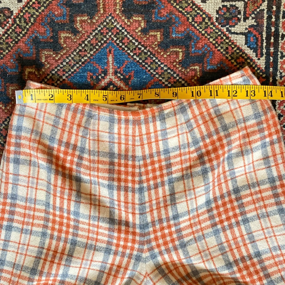 Vintage Pendleton Wool Plaid Pants Lined Size Small Peach Cream Orange Blue 70s - Picture 7 of 11